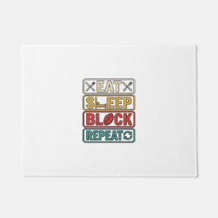 Eat Sleep Block Repeat Football Vintage Shirt Desi Doormat