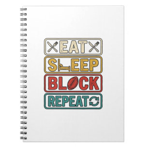 Eat Sleep Block Repeat Football Vintage Shirt Desi Notebook