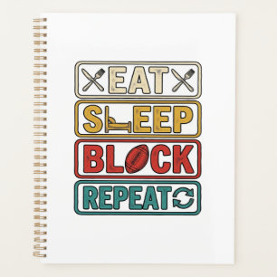 Eat Sleep Block Repeat Football Vintage Shirt Desi Planner