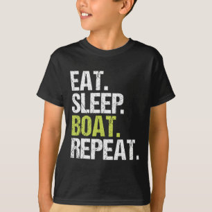 Eat Sleep Boat Repeat Shirt Boating Sailor Christm