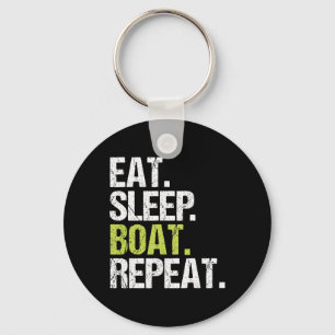 Eat Sleep Boat Repeat Shirt Boating Sailor Christm Key Ring