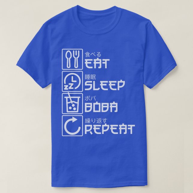 Eat Sleep Boba Repeat Anime Bubble Tea Manga Otaku T-Shirt (Design Front)