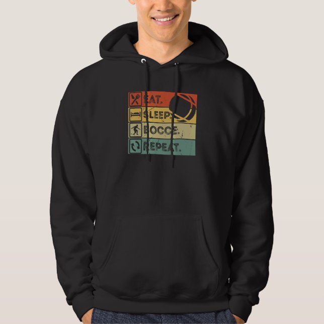 Eat Sleep Bocce Repeat Bocce Ball  Vintage Hoodie (Front)