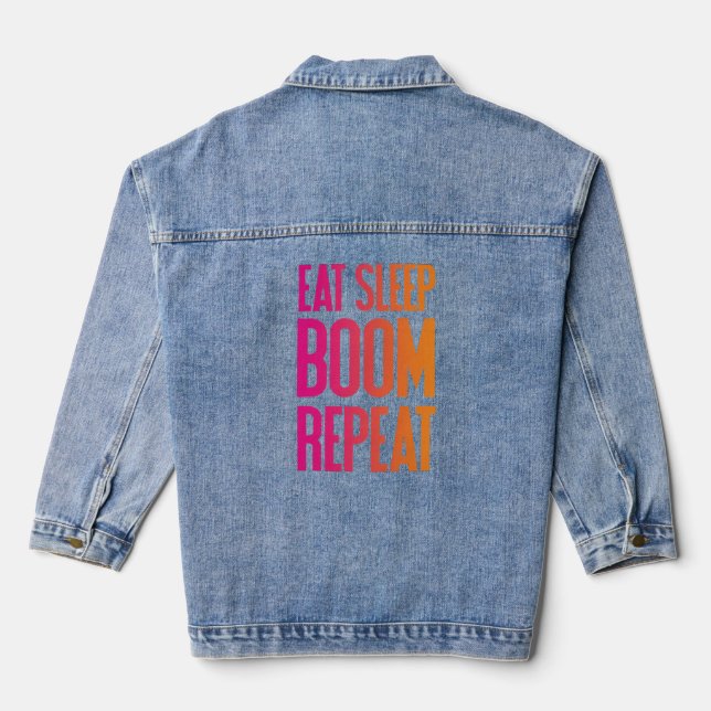 Eat Sleep Boom Repeat - Festival Tee Denim Jacket (Back)