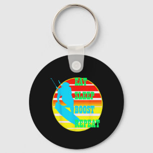 Eat Sleep Boost Repeat Kitesufer With Yellow Retro Key Ring