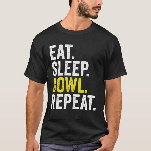Eat Sleep Bowl Repeat Cricket Bowling T-Shirt (Front)