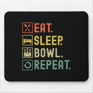 Eat Sleep Bowl Repeat Funny Bowling Bowler Mouse Mat