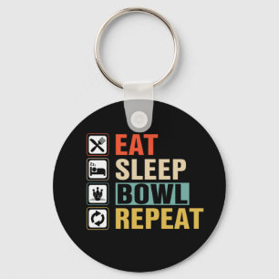 eat sleep bowl repeat sports word art key ring