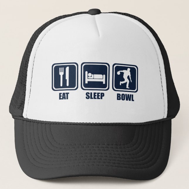 Eat Sleep Bowling Repeat Trucker Hat (Front)