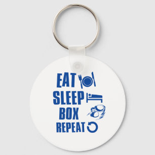 Eat sleep box key ring