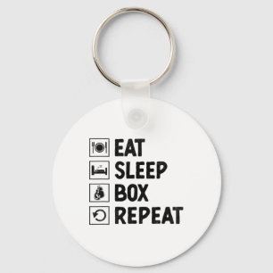 Eat Sleep Box Repeat Boxer Sports Strength Athlete Key Ring
