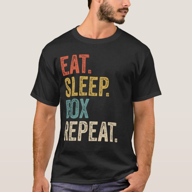 Eat Sleep Box Repeat Funny Boxing T-Shirt (Front)