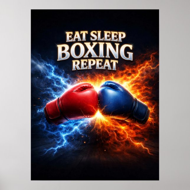 Eat Sleep Boxing Flame Poster (Front)