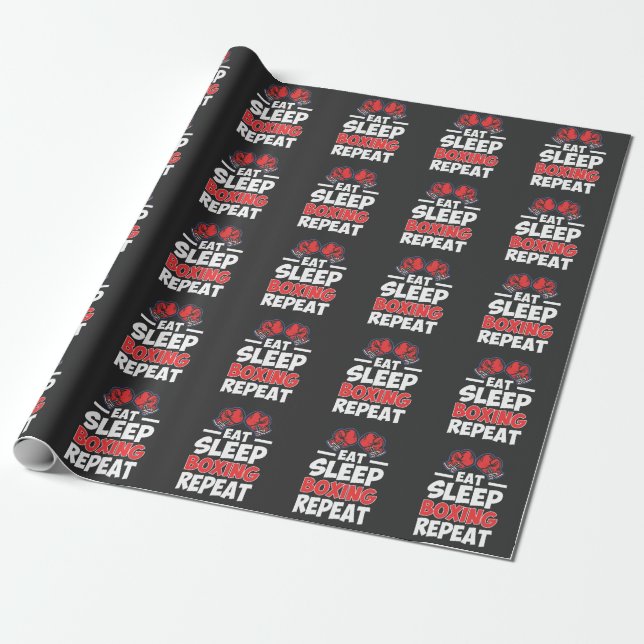 Eat Sleep Boxing Gloves Martial Arts Gift for Kids Wrapping Paper (Unrolled)
