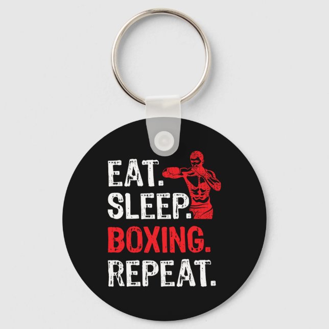 Eat Sleep Boxing Repeat Boxing Player Funny  Key Ring (Front)