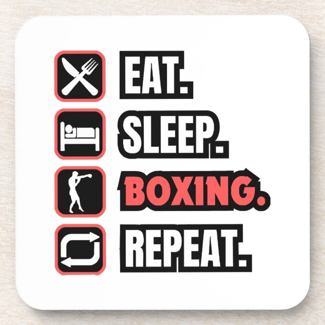 Eat Sleep Boxing Repeat Coaster (Front)