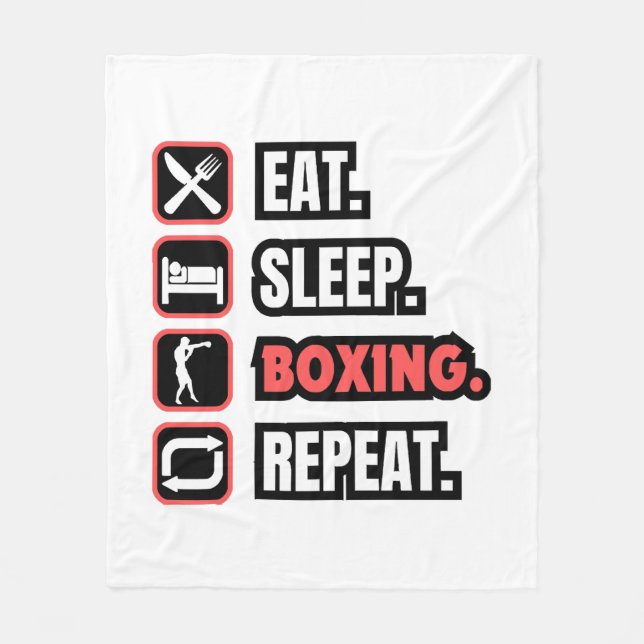 Eat Sleep Boxing Repeat Fleece Blanket (Front)