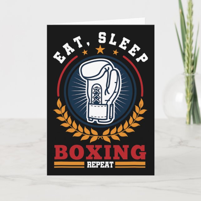 Eat Sleep Boxing Repeat Mma Kickboxing Boxer  Card (Front)