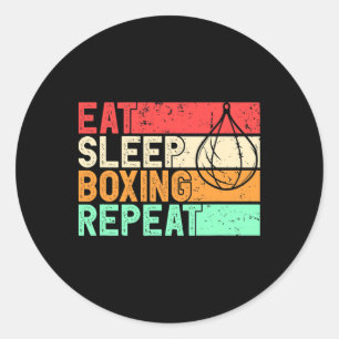 Eat Sleep Boxing Repeat Retro Mma Fighter Kickboxi Classic Round Sticker