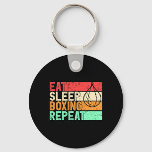 Eat Sleep Boxing Repeat Retro Mma Fighter Kickboxi Key Ring