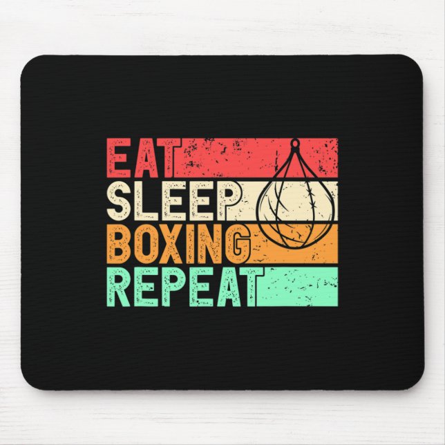 Eat Sleep Boxing Repeat Retro Mma Fighter Kickboxi Mouse Mat (Front)