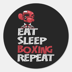 Eat Sleep Boxing Repeat Shirt Gifts For Boys And M Classic Round Sticker