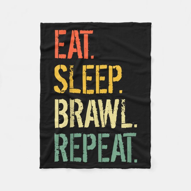 Eat Sleep Brawl Repeat Stars Funny Video Gamer Gam Fleece Blanket (Front)