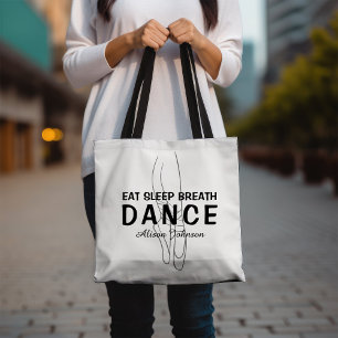 Eat Sleep Breath Dance Black and White Tote Bag