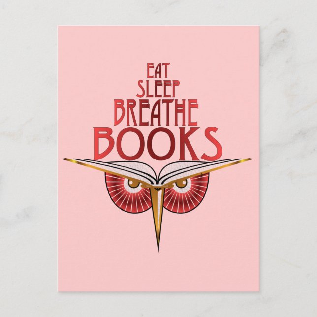 Eat Sleep Breathe Books Postcard (Front)