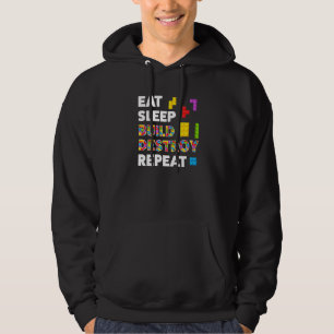 Eat Sleep Build Destroy Repeat Briks Builder Boys Hoodie
