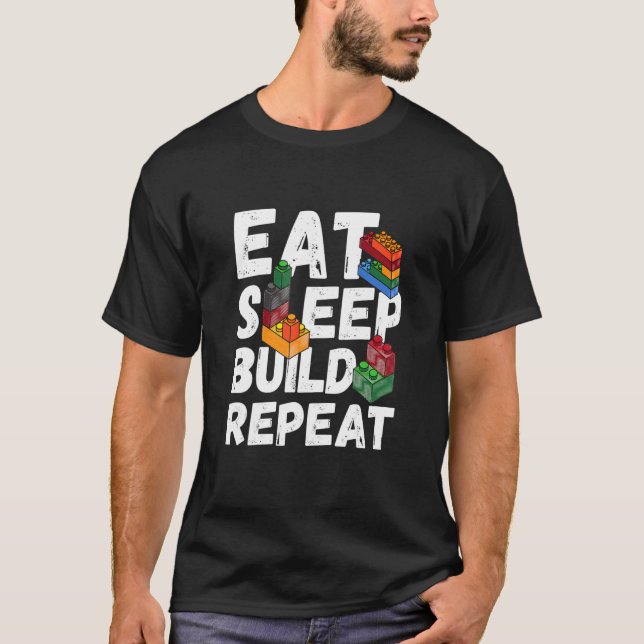 Eat Sleep Build Repeat Building Blocks Bricks Kids T-Shirt (Front)
