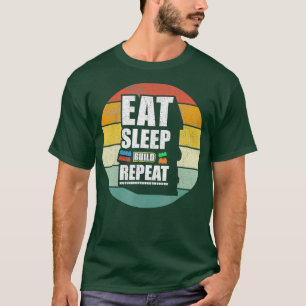 Eat Sleep Build Repeat Building Blocks Bricks Mast T-Shirt
