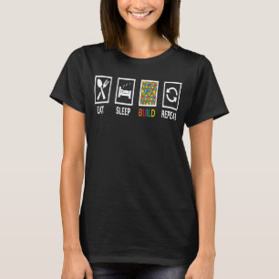 Eat Sleep Build Repeat Building Blocks Bricks Mast T-Shirt