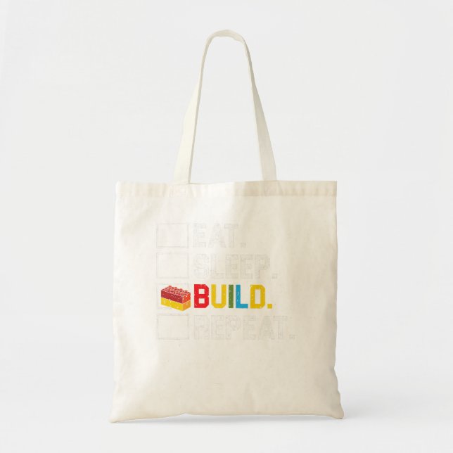 Eat Sleep Build Repeat Master Builder Bricks Block Tote Bag (Front)