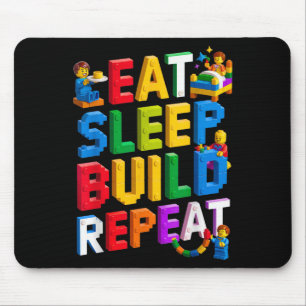Eat Sleep Build Repeat Master Builder Building Bri Mouse Mat