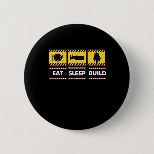Eat Sleep Build Toy Brick 6 Cm Round Badge