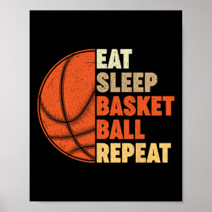 Eat Sleep Bysketbyll Repeat For Player Vintage Fun Poster