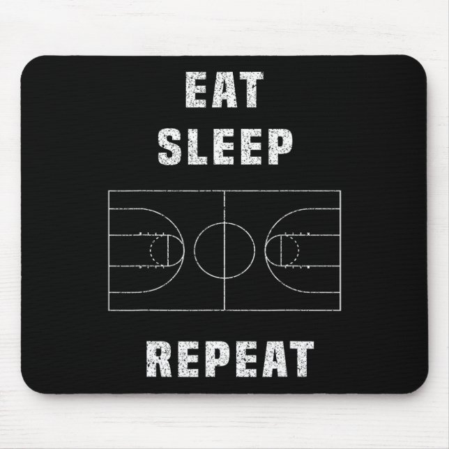 Eat Sleep Bysketbyll Repeat  Mouse Mat (Front)