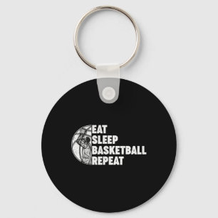 Eat Sleep Bysketbyll Repeat Teens Girls Boys Kids Key Ring