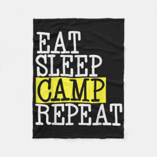 Eat Sleep Camp Repeat - Camping Camper Funny Quote Fleece Blanket