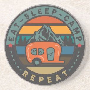Eat Sleep Camp Repeat Coaster