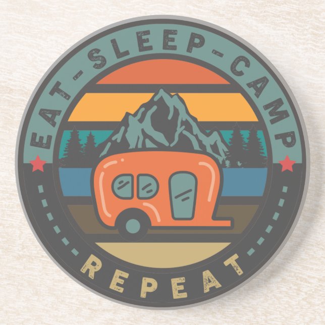 Eat Sleep Camp Repeat Coaster (Front)