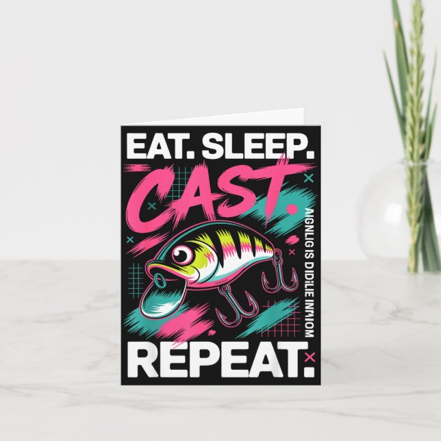 Eat Sleep Cast Repeat Fishing Lover Men Dad Christ Card (Front)
