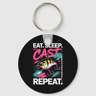 Eat Sleep Cast Repeat Fishing Lover Men Dad Christ Key Ring