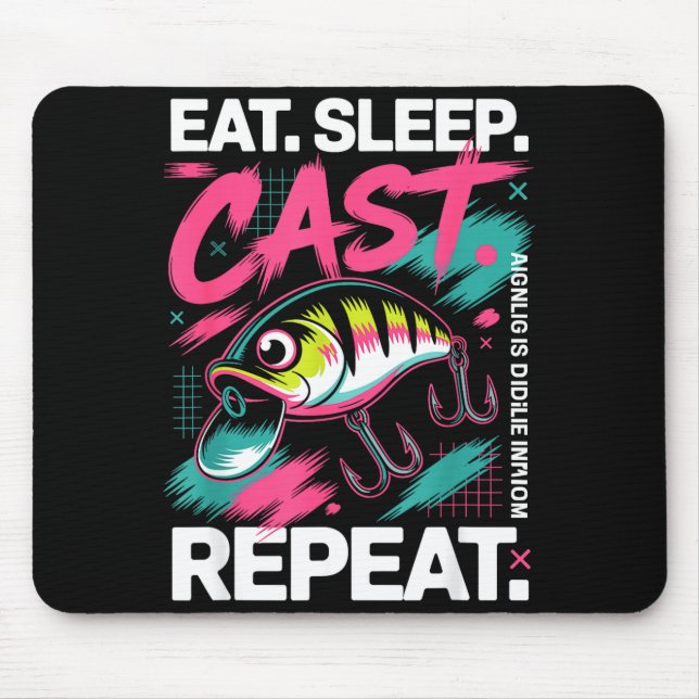 Eat Sleep Cast Repeat Fishing Lover Men Dad Christ Mouse Mat (Front)