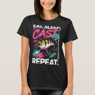 Eat Sleep Cast Repeat Fishing Lover Men Dad Christ T-Shirt