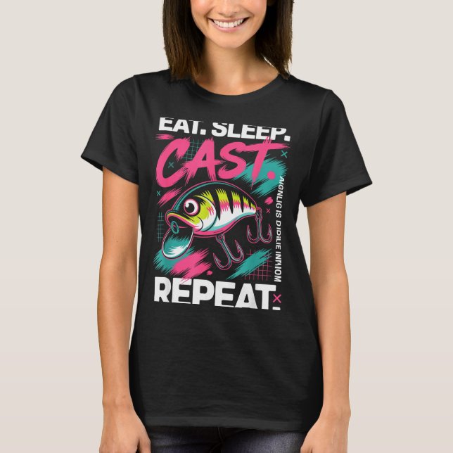 Eat Sleep Cast Repeat Fishing Lover Men Dad Christ T-Shirt (Front)