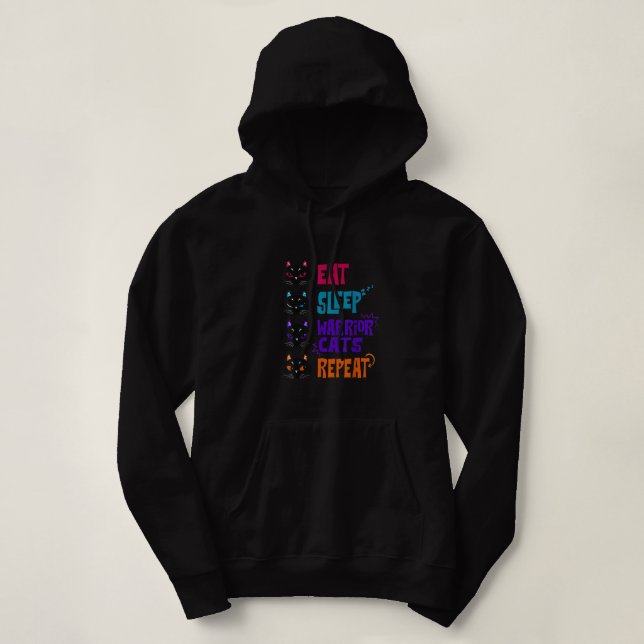 Eat Sleep Cat Warrior Repeat Cat Lover  Hoodie (Design Front)