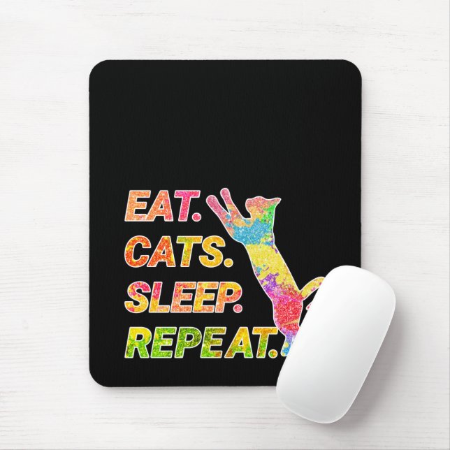 Eat, Sleep, Cats, Repeat Clipboard Mouse Mat (With Mouse)