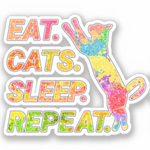 Eat, Sleep, Cats, Repeat – Colourful Cat Lover